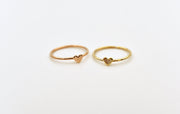 Set of 2 14k Solid Gold Tiny Heart Rings